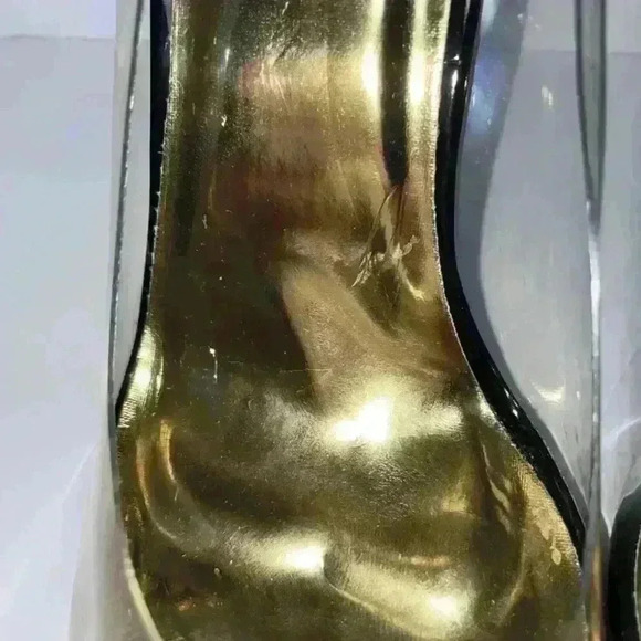 NEW Cape Robbin black gold ankle strap heel 4.5 pointed toe Size 8.5 minor flaws - Picture 10 of 14